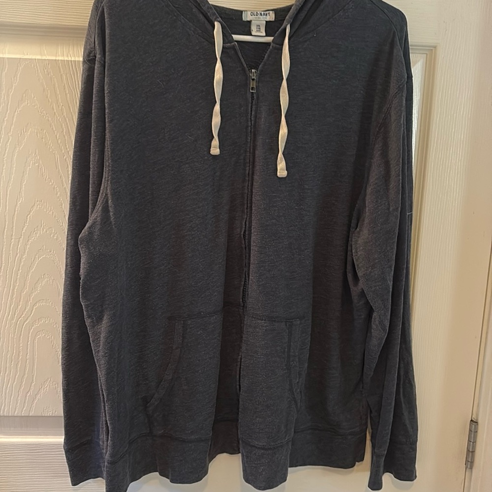 Old Navy slate grey light weight zipper up hooded sweatshirt xxl